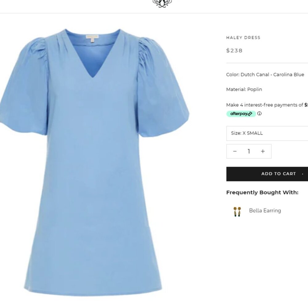 Anna Cate Blue Navy Dress Puff Sleeve